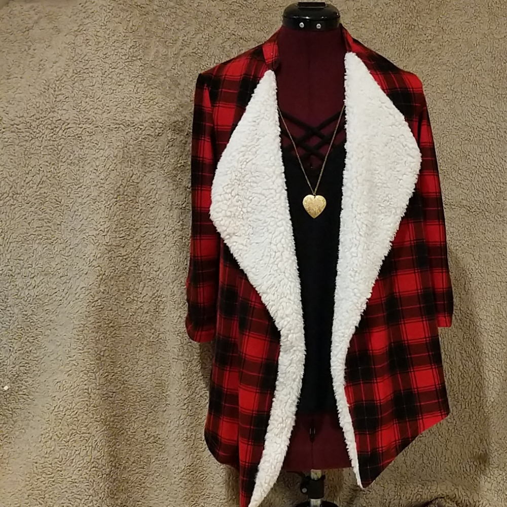 No boundaries Plaid Shrug with Tank Top